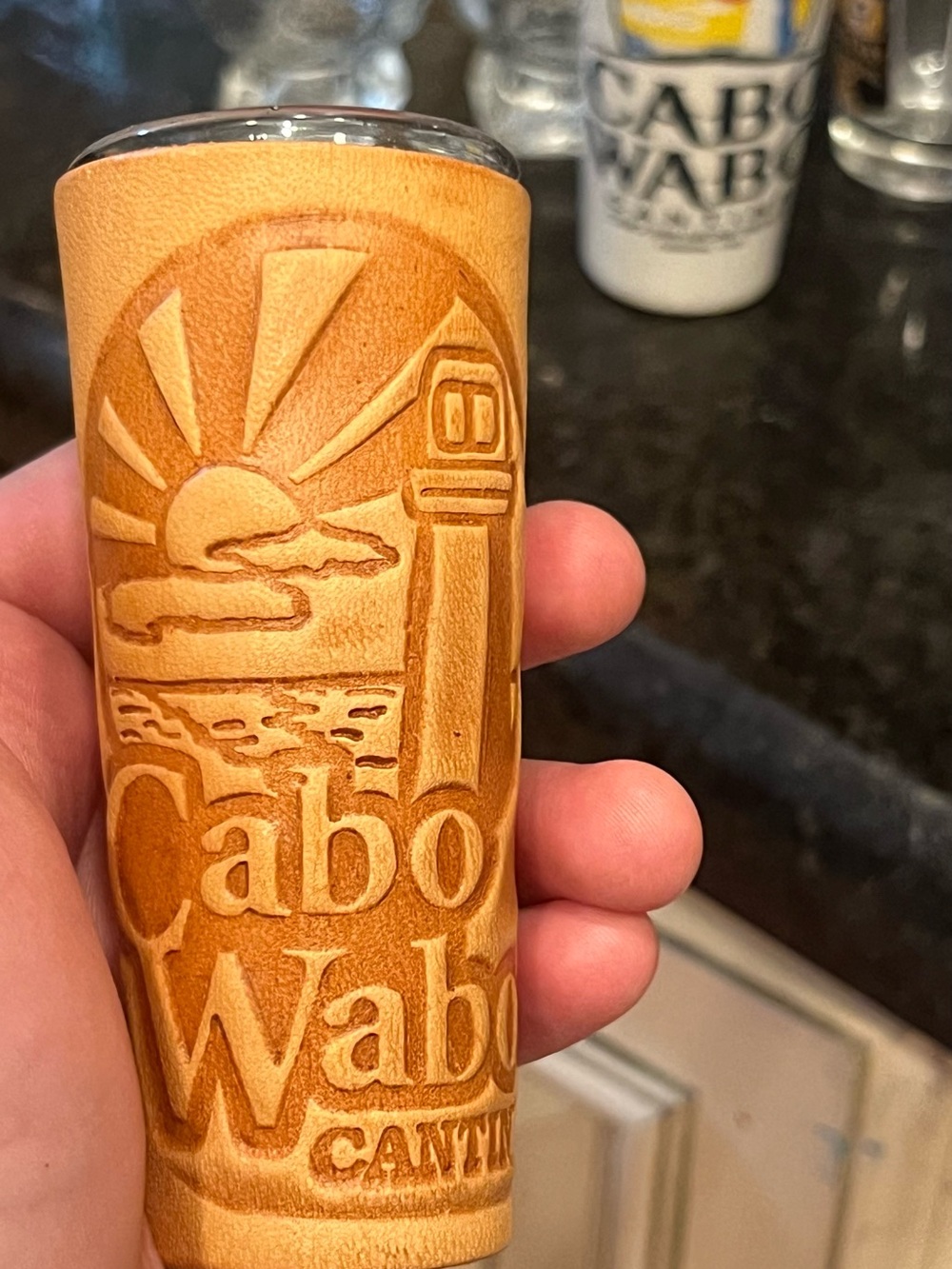Cabo Wabo Leather-Wrapped Shot Glass - Tan